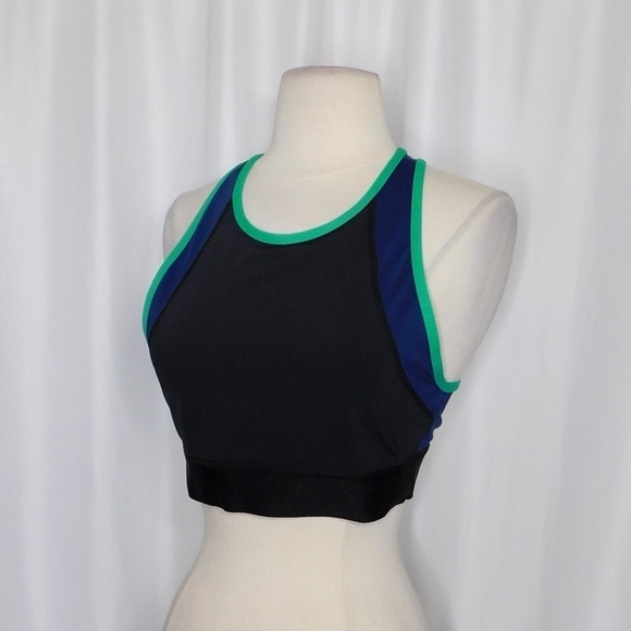ALALA Colorblock Sports Bra Jade Green Navy Black Activewear Sporty Medium - Picture 6 of 11